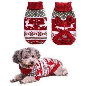 Dog Christmas Sweaters Pet Winter Knitwear Xmas Classic Warm Coat size 14'' M/L